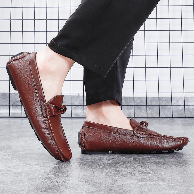 Fashion Fashion Men Casual Leather Shoes Luxury Korean Style Soft Men Loafers Shoe Handmade Men Breathable Slip On Boat Shoes Moccasins