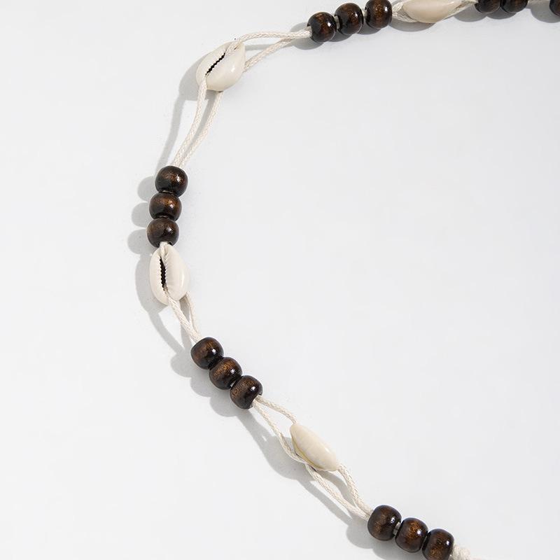 Bohemian Belt Ethnic Style Belt Shell Belt Wooden Beads Women's Thin Belt Leisure Vacation Style Waist Rope