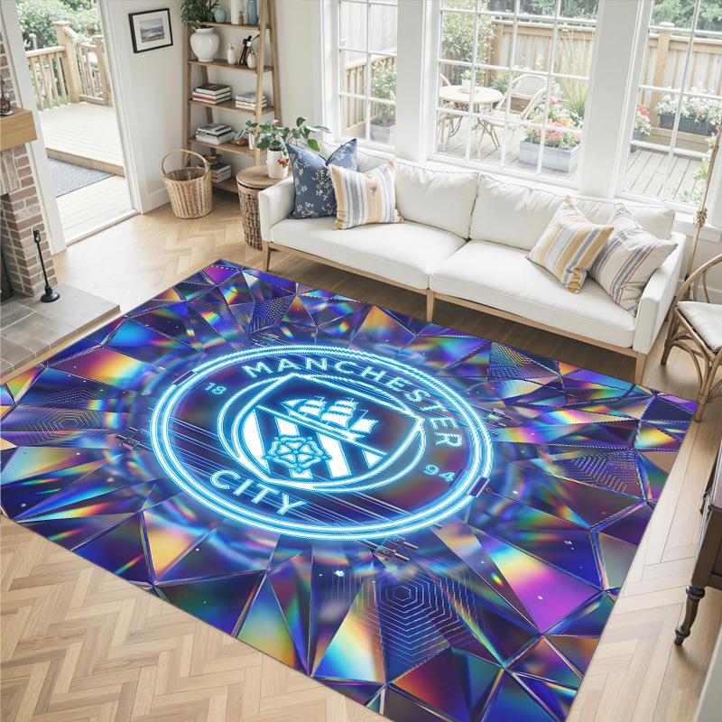 Manchester City Design Crystal Velvet Carpet Cozy Non?Slip Printed Rug For Bedroom Living Room Entrance