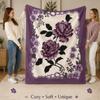 Thickened Flannel Printed Blanket, Purple Floral Blanket, Soft, Warm and Cozy. Soft Throw Blanket for Sofas, Couches and Beds, Suitable for