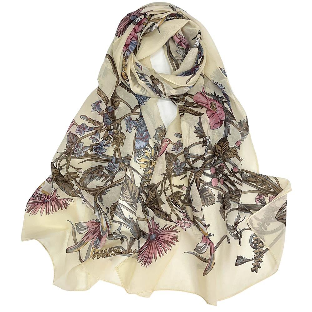 Sun-Resistant Silk Scarf Breathable Long Wraps Durable Bandana for Women