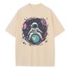 Loose T-Shirt Cotton Pattern T-Shirt Designer Clothing Space Earth Astronaut Drop Shoulder Vintage Neutral Top Versatile T-Shirt