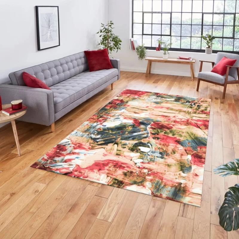 Abstract Wave and Animal Print Rugs Colorful Modern Carpets Floral Designs for Living Rooms Aesthetic Home Decor Floor Mats