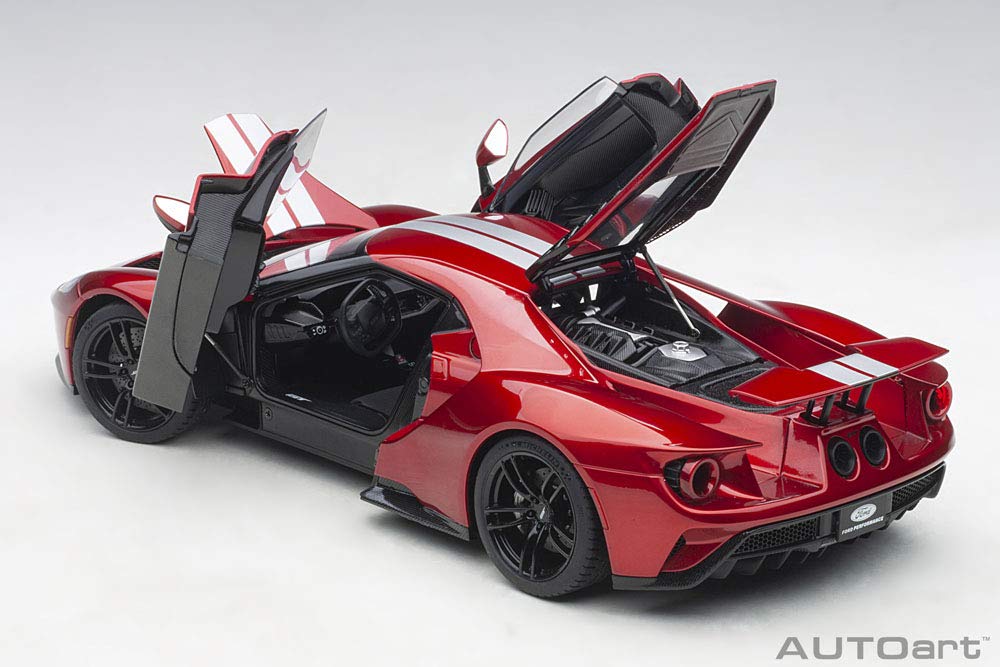 AUTOart 1/18 Scale 2017 Ford GT Metallic Red with Silver Stripes (Finished Product)
