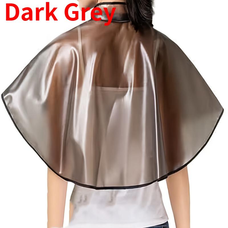 

1pc Waterproof Transparent Hair Cutting Cape, Reusable Salon Barber Cloak with Neck Seal for Hair Dye, Home & Professional Use темно серый