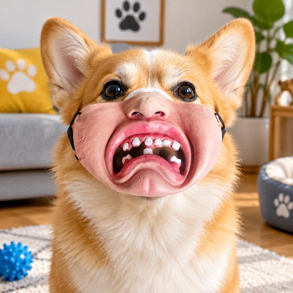 Anti-Bite Smiling Teeth Pet Muzzle Anti-Scavenge Grinning Dog Mask  Dog Cross Dressing