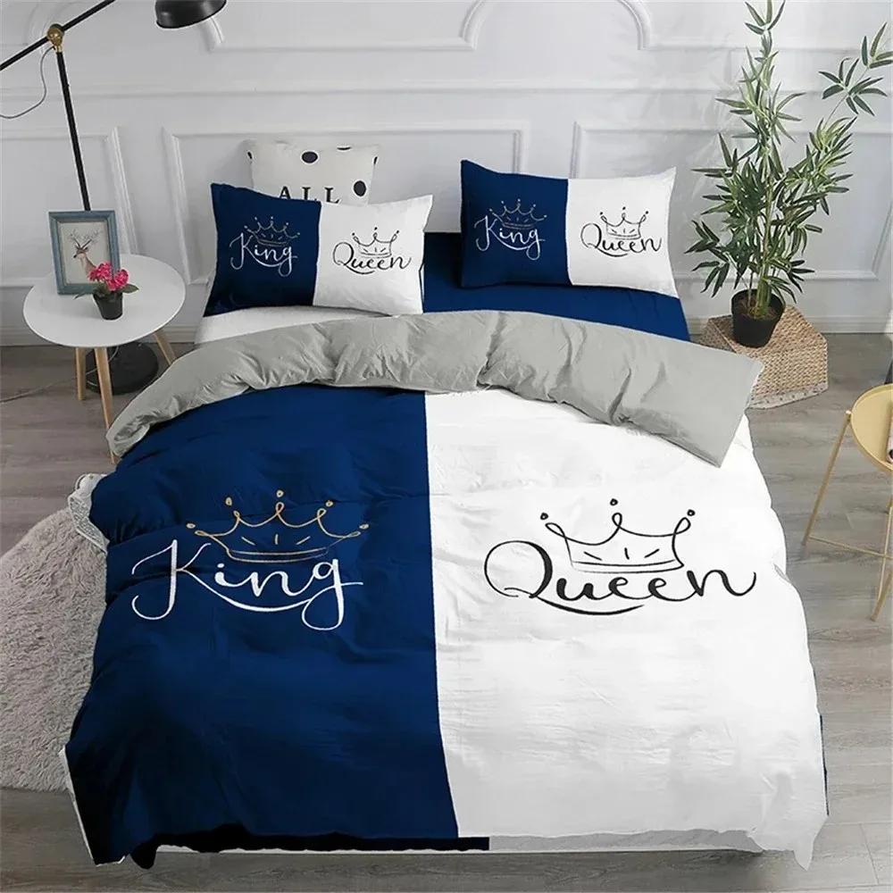 2/3pcs King and Queen Bedding Set, Home Duvet Cover and Pillowcases, Bedroom Decor, Exquisite Couple Gift