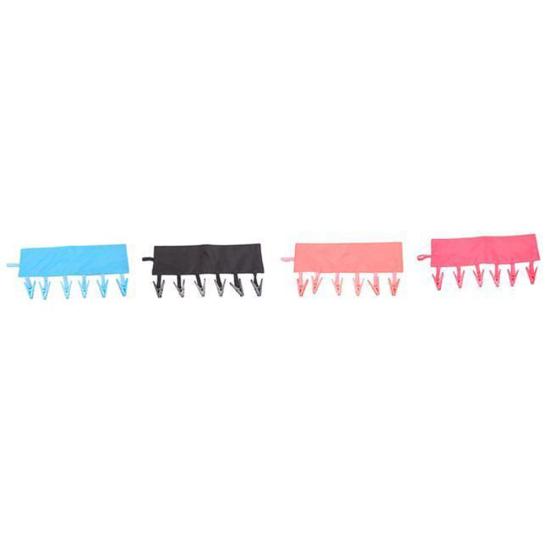 Bathroom Rack Clothespin Travel Portable Folding Clothes Towel Hanger 6 Clips