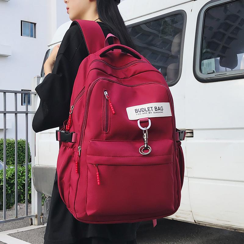 Schoolbags Elementary School Students Female College Students High School Students Junior High School Students Burgundy Backpack
