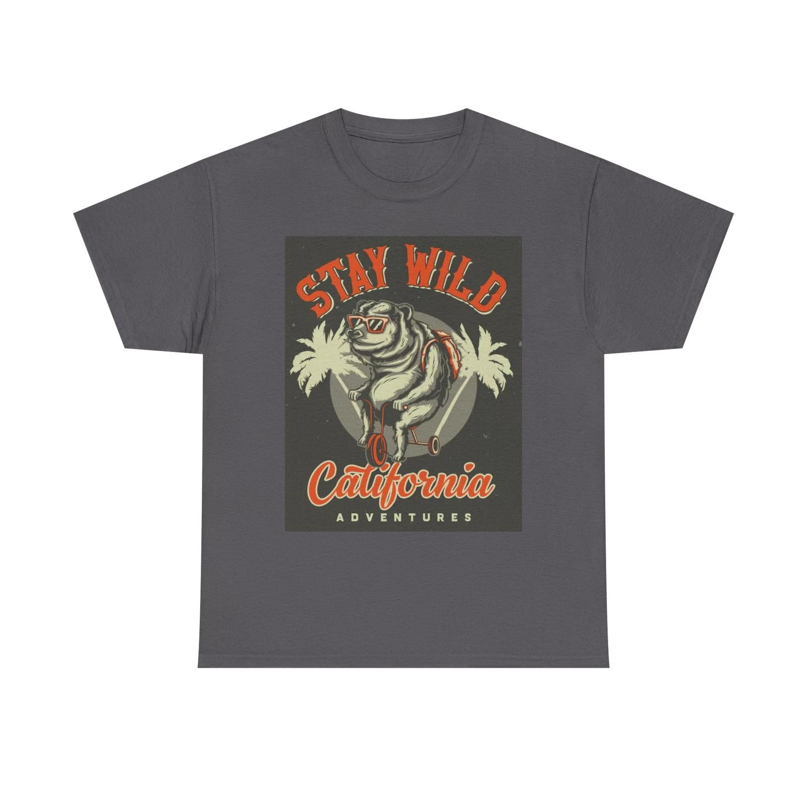 Stay Wild California Graphic T Shirt Brand New Cotton Tee 4XL