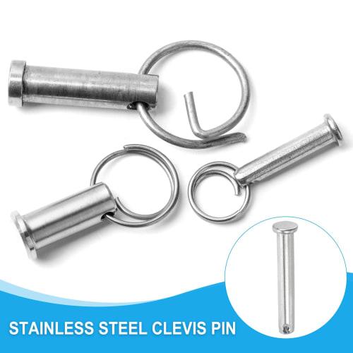 PATIKIL Clevis Pins, 4pcs, 8mm X 45mm, Single Hole, 304 Stainless Steel, Flat Head Pins for Machinery, Furniture, and Lawn Mowers, Silver