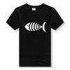 Funny T Shirt Men Women High Quality Tees Men Fisherman Holding Fish Bones Cotton Short Sleeve T Shirts