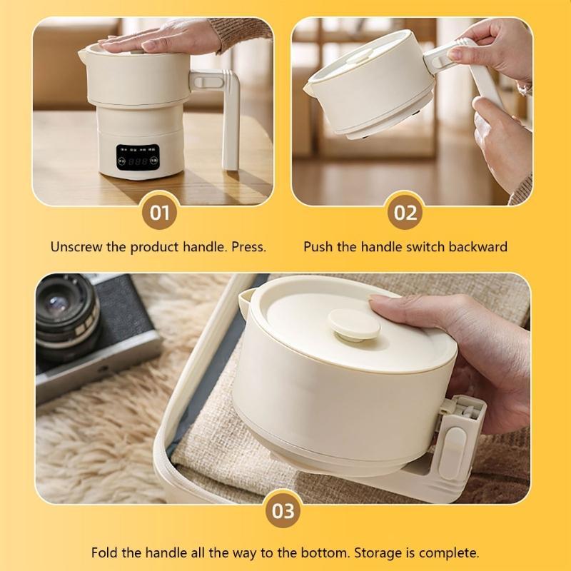 Foldable Electric Kettle With 4 Temperature Settings Fast Boil For Tea Coffee 600ml Portable 220V Dry Burn