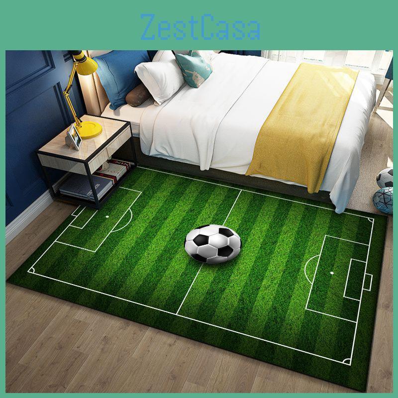 Football Cartoon Field Boys Carpet Childrens Room Large Area Floor Mats Ottomans Living Room Room Bedroom Full Bedside Blanket