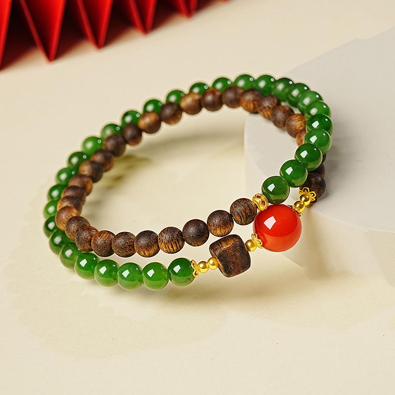 Agarwood and Biyu Jade Women s Bracelet - Gift for Mom s Birthday