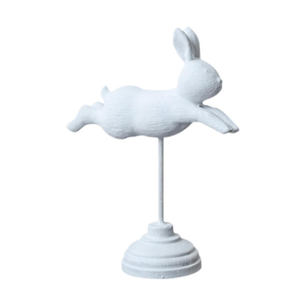 Wooden Rabbit Ornament Bunny Figurine Wood Craft Animal Decor Decorative Statue for Home Cabinet Living Room Office Home Decor