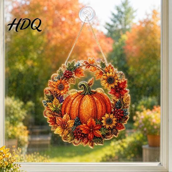 Weihnachtsparty Dekoration Kürbis Acryl Fenster Hängedekoration Herbst Ernte Kranz Ornament