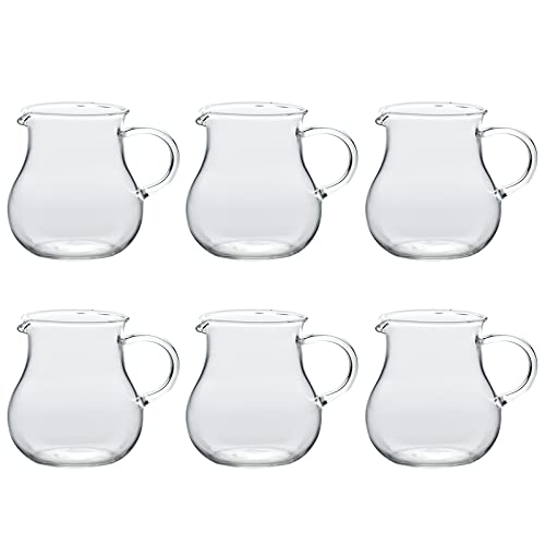Toyo Sasaki Glass Syrup Pitcher with Handle, 80ml, Set of 6, Glass Creamer/Milk Pitcher, TS44029