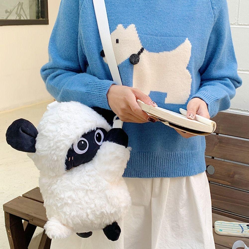 Soft Sheep Doll Shoulder Bag Kawaii Plush Backpack Shopping Animal Lamb Crossbody Bag  Students