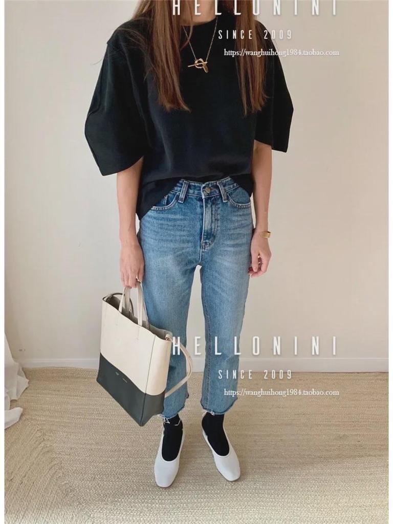 Korean Dongdaemun INS Style Casual Bubble Sleeve T-Shirt for Women