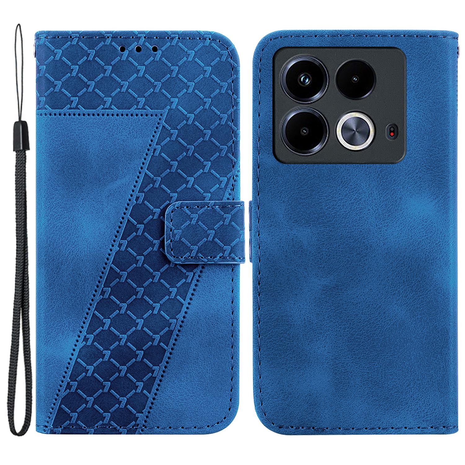 

For Infinix Note 40 Shockproof Case Pattern Imprint PU Leather Phone Cover Blue
