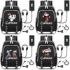 Stilvoller Cuphead Rucksack mit USB-Ladeanschluss für Kinder und Jungen für den Schulgebrauch