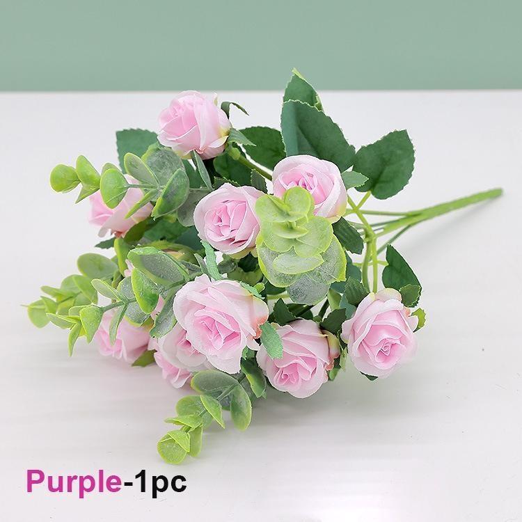 11 Heads Eucalyptus Little Rose Home Decoration Wedding Decoration Artificial Flower Plastic Flower
