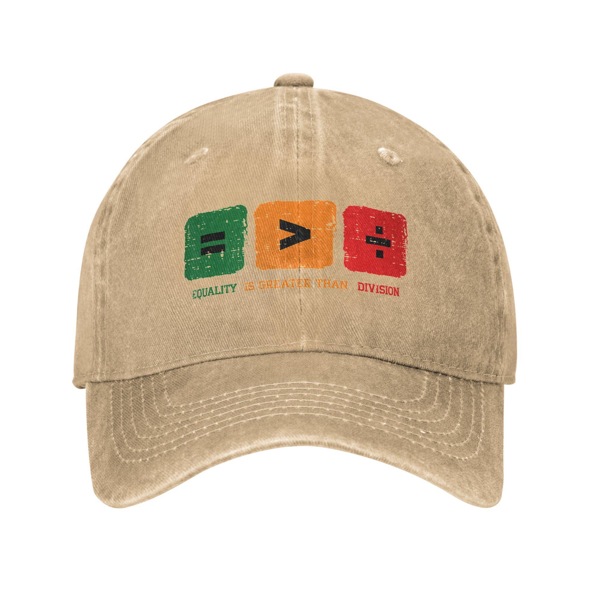 Gorra De Béisbol Summer Equality Is Greater Than Division Black History Month Estilo Trucker Lavada Para Hombre Con Protecció