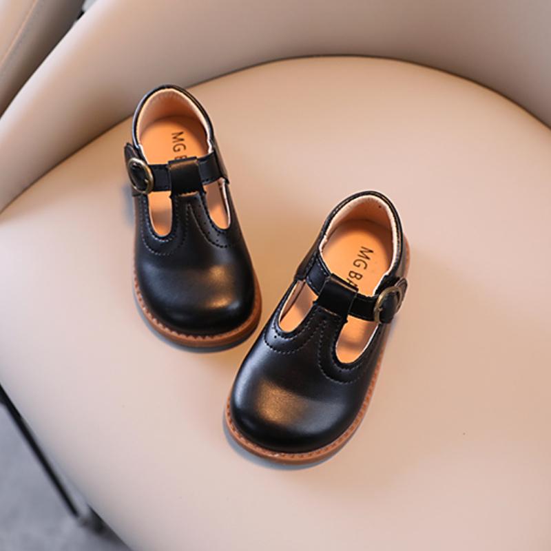 

Toddler Kids Leather Shoes Matte Cute Classic Children Flat Shoes T-strap 21-30 Solid Color Hollow-out Unisex Mary Janes for Kid 23