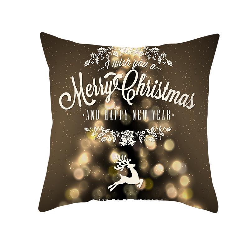 New Christmas Golden Snowflake Peach Leather Velvet Pillowcase Home Sofa Pillow Cushion Cover