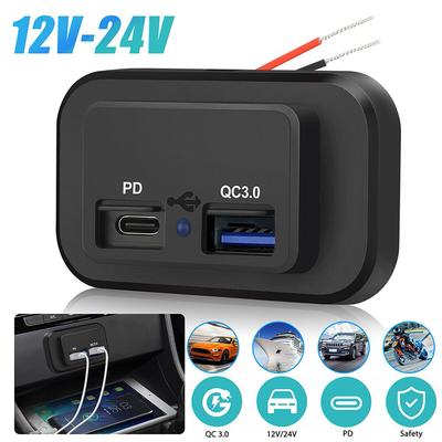 12-24v Pd Qc3.0 Double Port Voiture Moto Bateau Prise Chargeur Rapide Prise de Courant