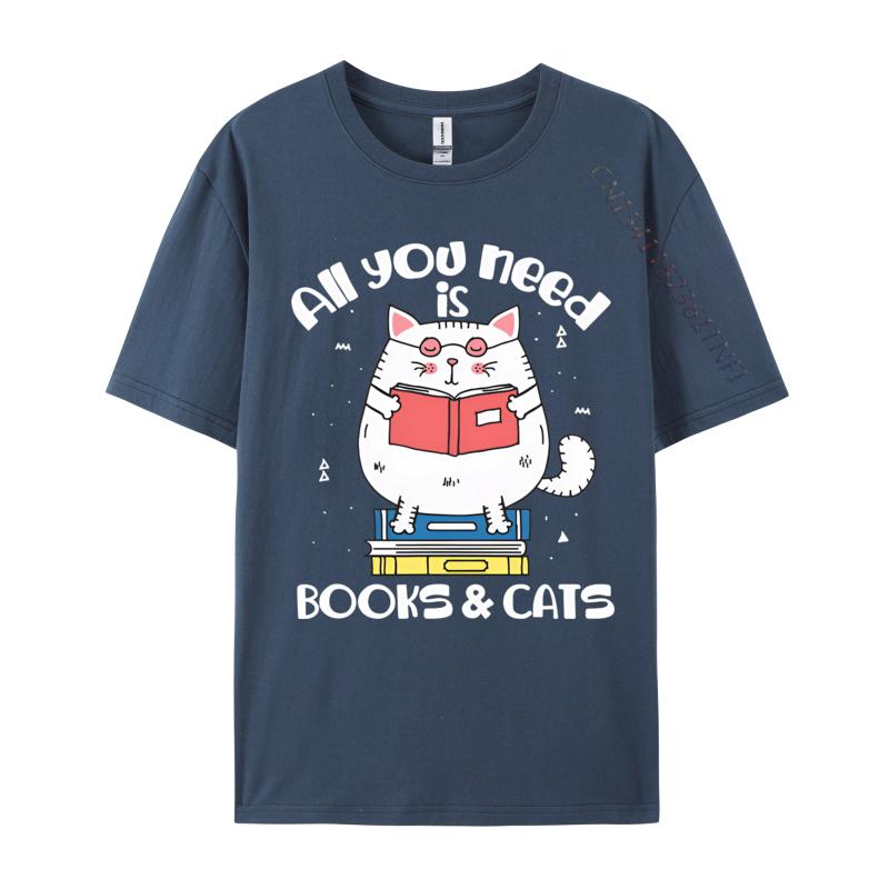 T-shirts Drôles pour Hommes Tout Ce Dont Vous Avez Besoin Ce Sont Des Livres Chats T-shirts Lire Livre T-shirt Mode Coton T-shirts Personnalisé Nouveaux Hauts T-shirts