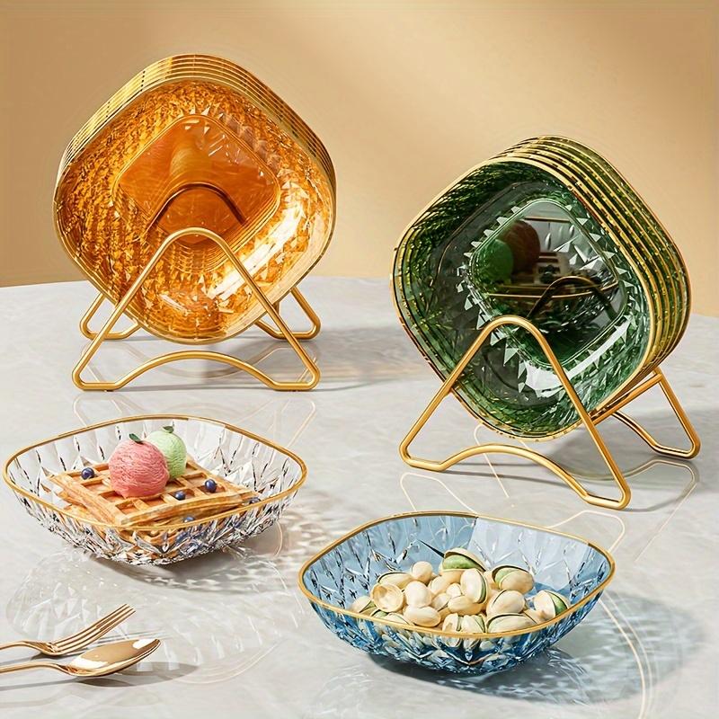 Square Trays with Golden Borders, Suitable for Serving,  Fruits, Desserts, Cakes, Snacks, Breakfast