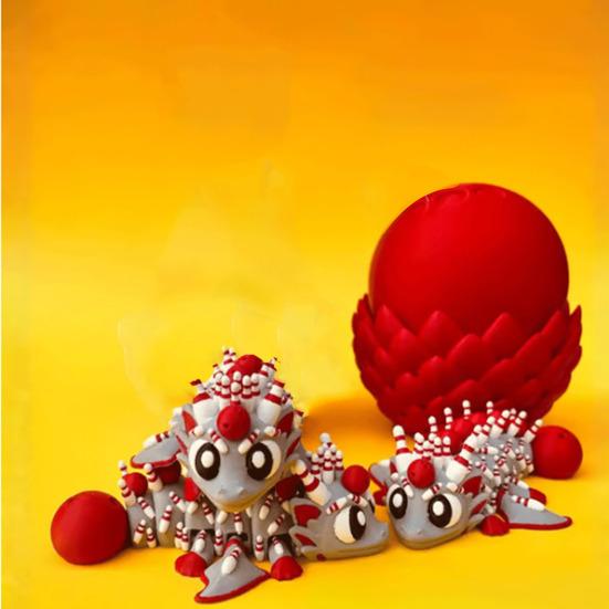 3D Printed Dragon Egg Ornament Toy with Dragon Figurine Inside, Sports Ball Inspired Fidget Toy, Stress Relief Dragon Statue for Kids Adults Home