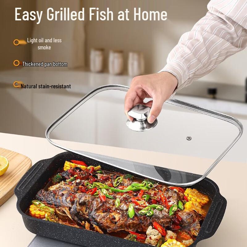 Rectangular Maifan Stone Fish Roasting Tray