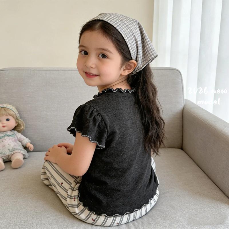 Floral Ruffled Baby Girl T-Shirt and Pants Set - 2026 Summer Collection