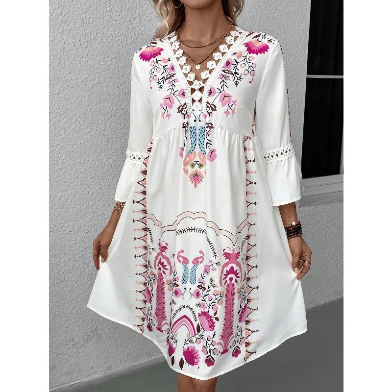 BITCED Fashion Summer Spring 3/4 Sleeves V-Neck Casual Dresses