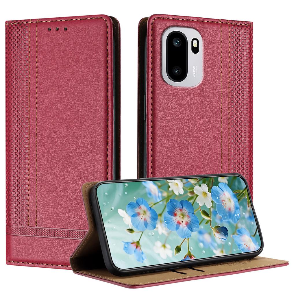 For OnePlus 15R 5G/Ace 6T 5G/Ace 6 5G Case L-Shaped Grid Pattern Leather Stand Phone Cover with Card Slots