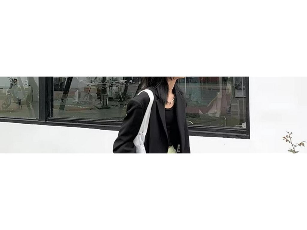 High-End Korean Style Black Suit Jacket for Petite Women - Loose, Thickened Fabric for Autumn and Winter