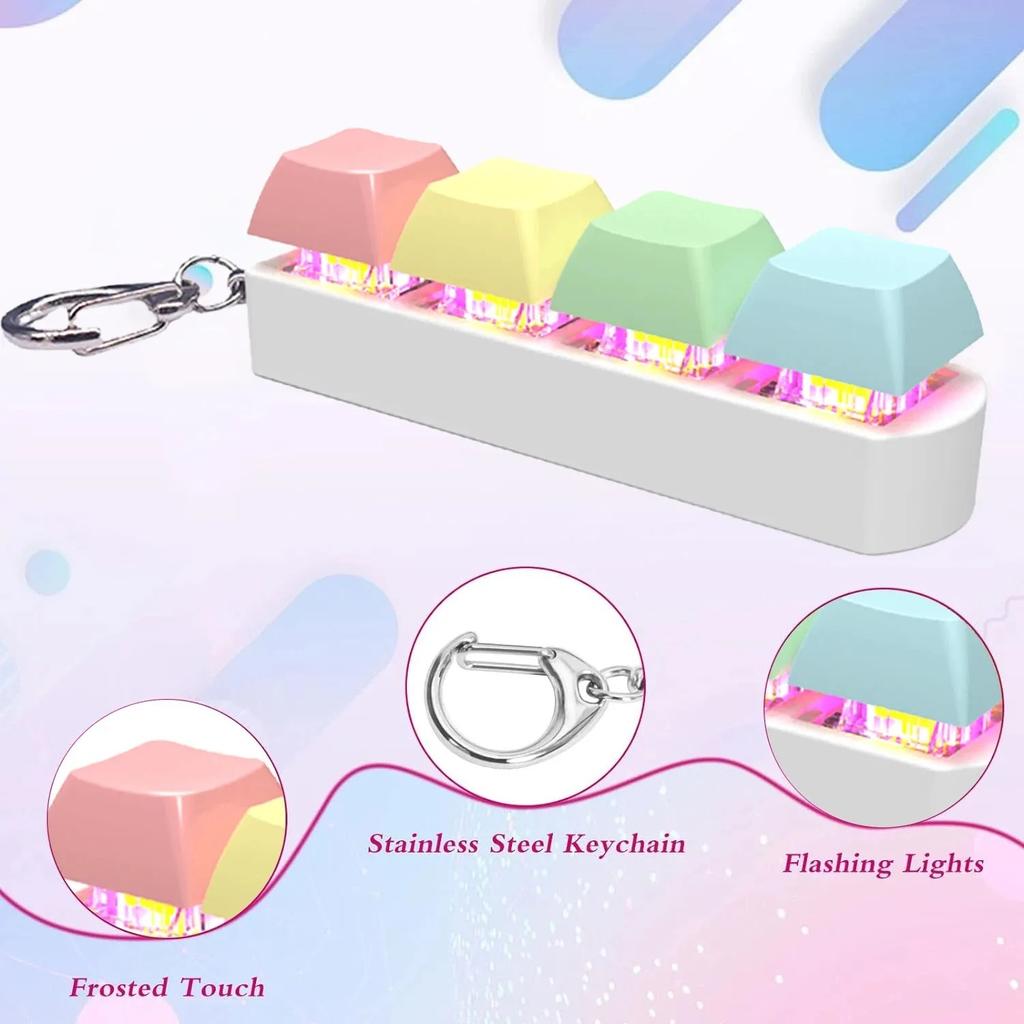 Keyboard Fidget Toy with LED Light - Silent & Loud Switchable Keychain Sensory Toy for Anxiety Relief, Stress, Autism & ADHD