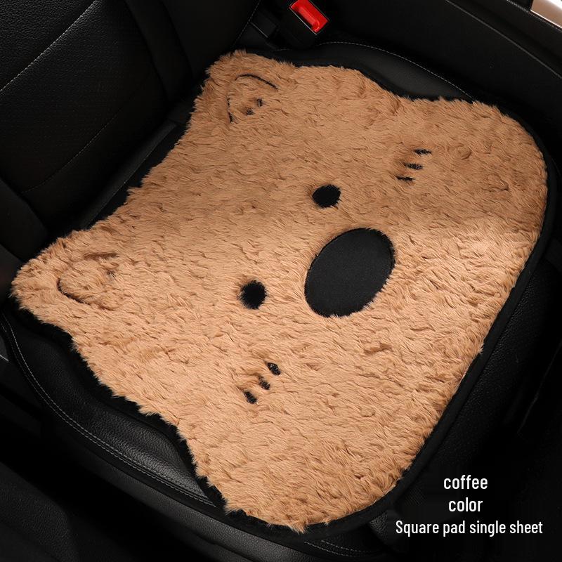 West Highland Cartoon Puppy Plush Car Seat Cushion - Winter Warmth Universal Cover