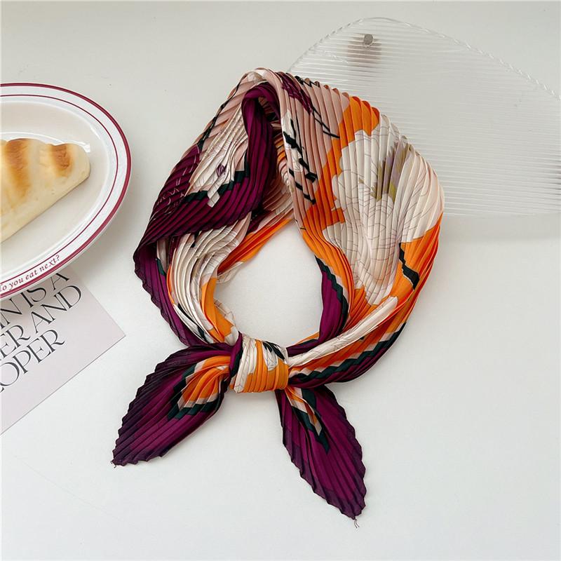70cm Crumpled Scarf Kerchief Print Square Scarves Women DIY Hair Band Ribbon Headscarf Bandanas Headband Neck Wraps Neckerchief