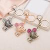 Keychain Pendant Sparkling Rhinestones Mouse Shape Charm Key Chain Strong Lobster Clasp Multi-Functional Key Holder