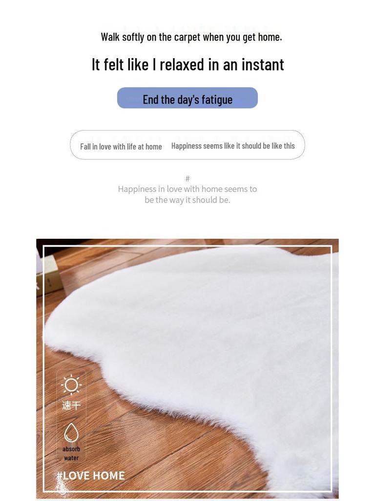 Irregular Long Pile Plush Sofa Cushion Rug - Faux Rabbit Fur for Living Room, Coffee Table, Bedroom, or Bedside.