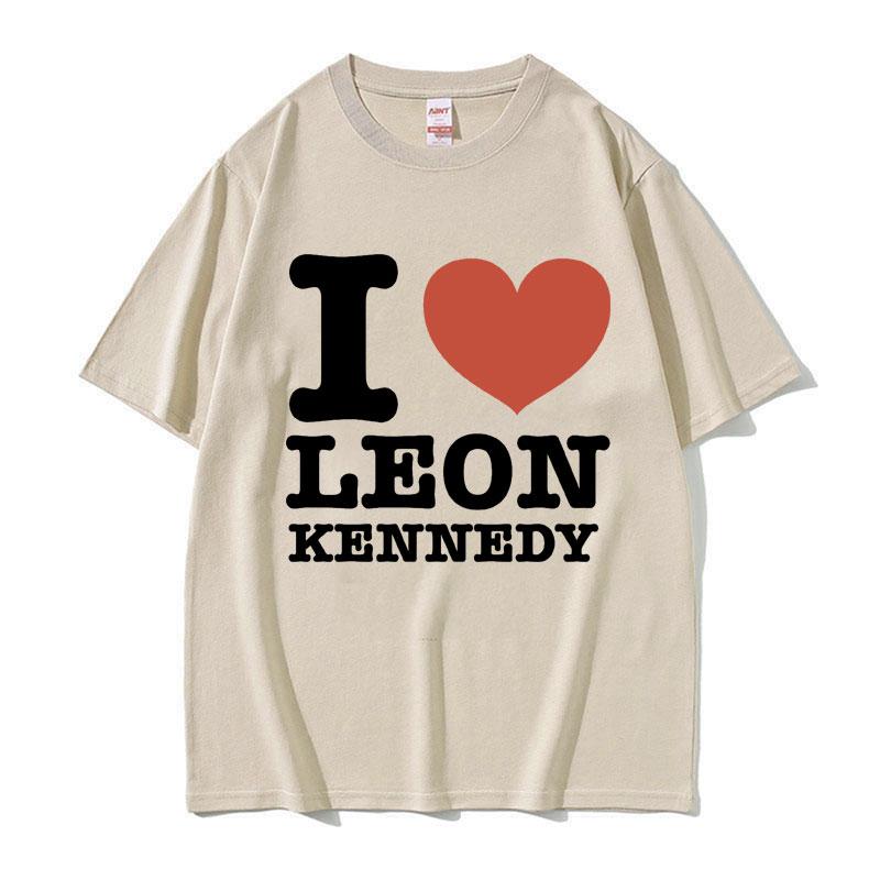I Heart Leon Kennedy Potisk Trička Pánské Dámské Oblečení Móda Vintage Tričko Pánské Oversized Bavlna Krátký Rukáv Tričko Top