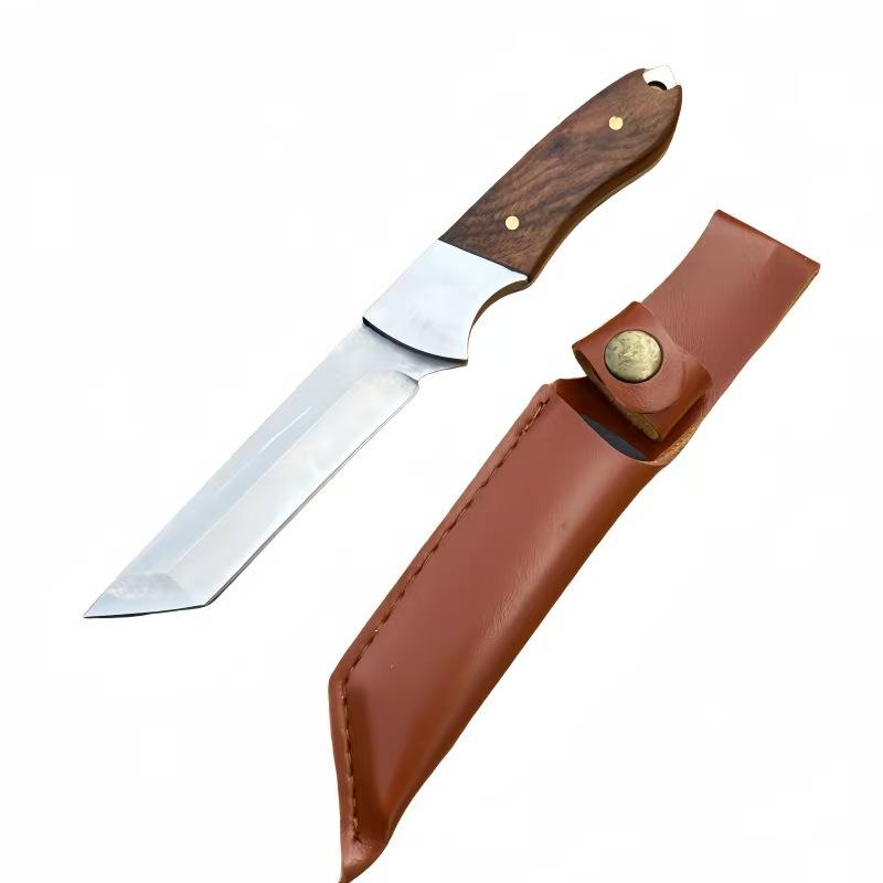 Outdoor Knife Hand - Premium Meat Eating Knife with Wooden Handle and Steel Blade | Ideal for Grilled Meat, Meat Cutting