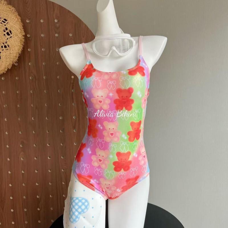 

Gummy Bears Cute High-end Racing Swimsuit Rainbow Candy Color Swimming Pool Competitive Women M