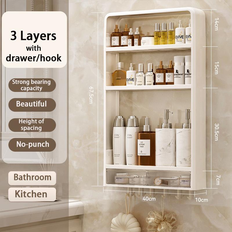 Bathroom Shelf Wall Mounted Waterproof Tissue Box Multifunctional Storage Rack for Toiletries Storage Box Shampoo Organizer