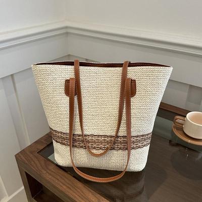 Women's Large Capacity Shoulder Bag Summer Straw Woven Basket Handbag Fashion Female Luxury Designer Beach Bag Shopper Tote Bag
