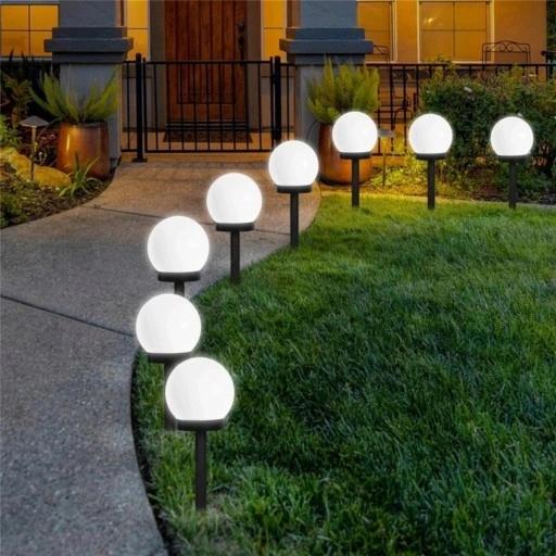 Lampa Solarna Ogrodowa Mocna Biała Kula Led Duża Xxl 2 Sztuki